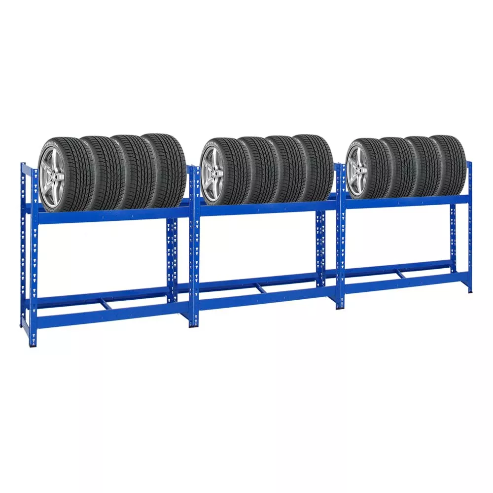 REIFENREGAL Tiger 3er-Set mit 3x 100x110x35 cm 150 kg Fachlast bis zu 24 Reifen mit Ebenen Blau