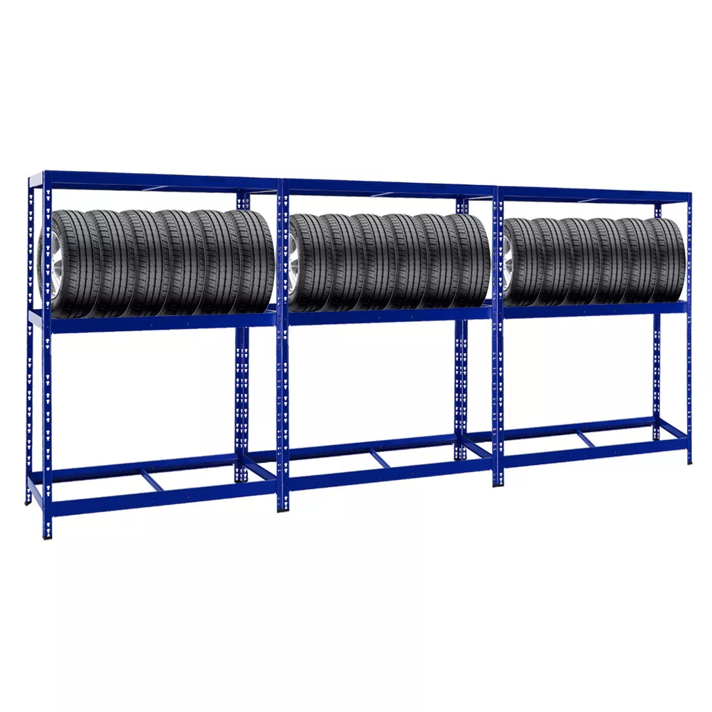 REIFENREGAL Tiger 3er-Set mit 3x 180x130x50 cm bis zu 36 Reifen mit Fachboden Blau