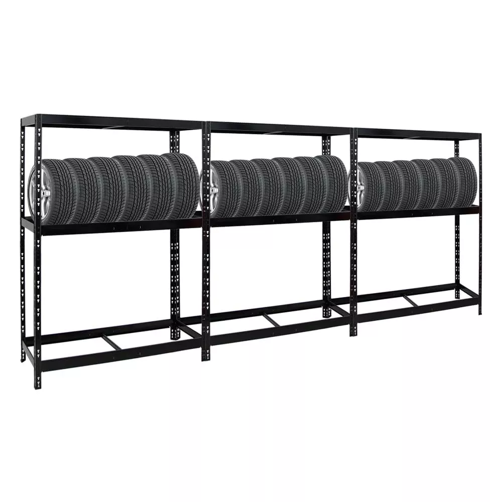 REIFENREGAL Tiger 3er-Set mit 3x 180x130x50 cm bis zu 36 Reifen mit Fachboden Schwarz