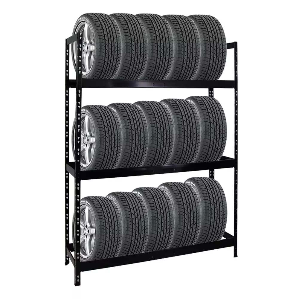 REIFENREGAL Tiger XL 200x150x45 cm 300 kg Fachlast bis zu 18 Reifen auf 3 Ebenen Schwarz