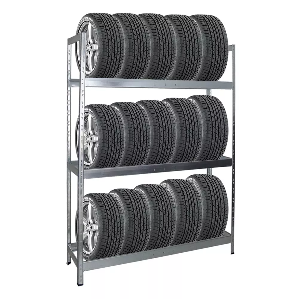 REIFENREGAL Tiger XL 200x150x45 cm 300 kg Fachlast bis zu 18 Reifen auf 3 Ebenen Verzinkt