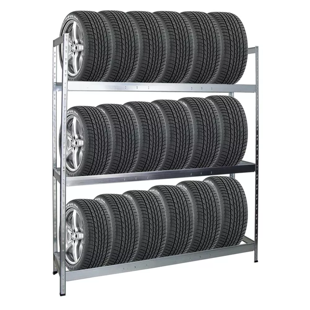 REIFENREGAL Tiger XL 200x180x45 cm 300 kg Fachlast bis zu 21 Reifen auf 3 Ebenen Verzinkt