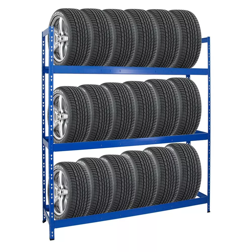REIFENREGAL Tiger XL 200x180x45 cm 300 kg Fachlast bis zu 21 Reifen auf 3 Ebenen Blau