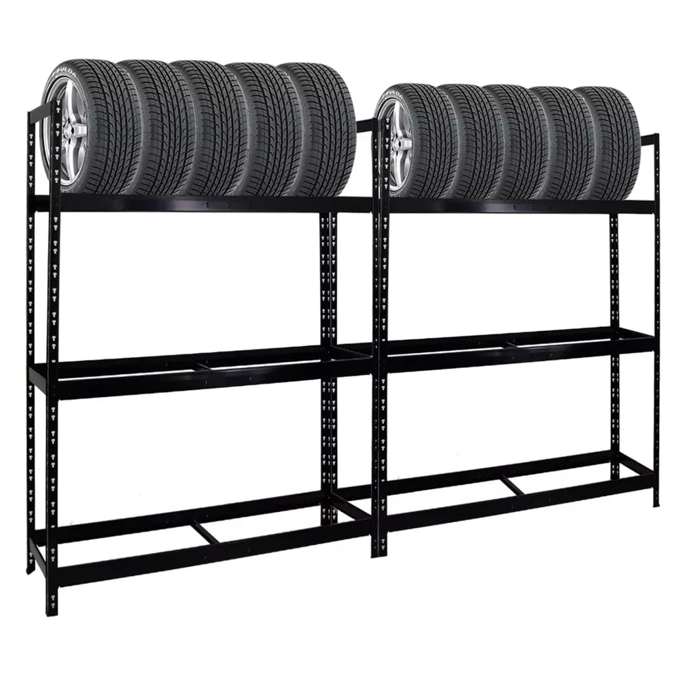 REIFENREGAL Tiger XL 2er-Set mit 2x 200x150x45 cm 300 kg Fachlast bis zu 36 Reifen Schwarz