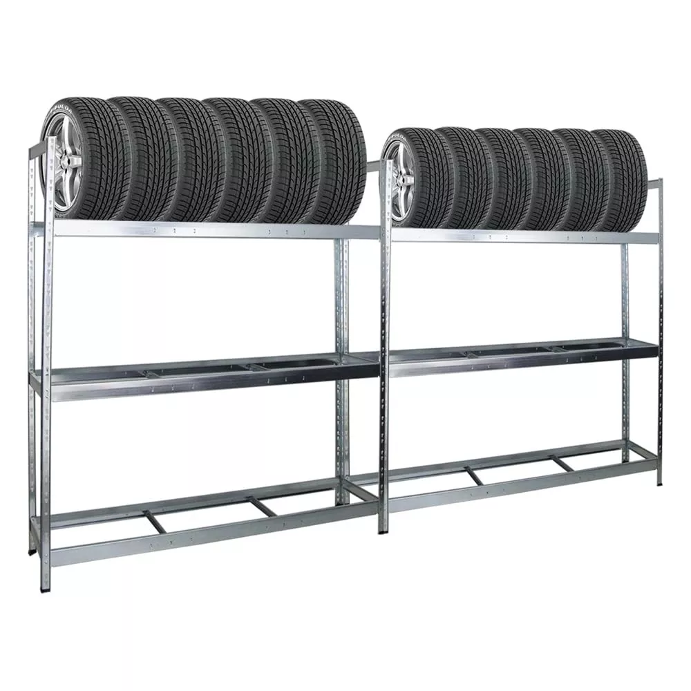 REIFENREGAL Tiger XL 2er-Set mit 2x 200x180x45 cm 300 kg Fachlast bis zu 42 Reifen Verzinkt
