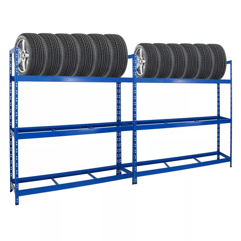 REIFENREGAL Tiger XL 2er-Set mit 2x 200x180x45 cm 300 kg Fachlast bis zu 42 Reifen Blau