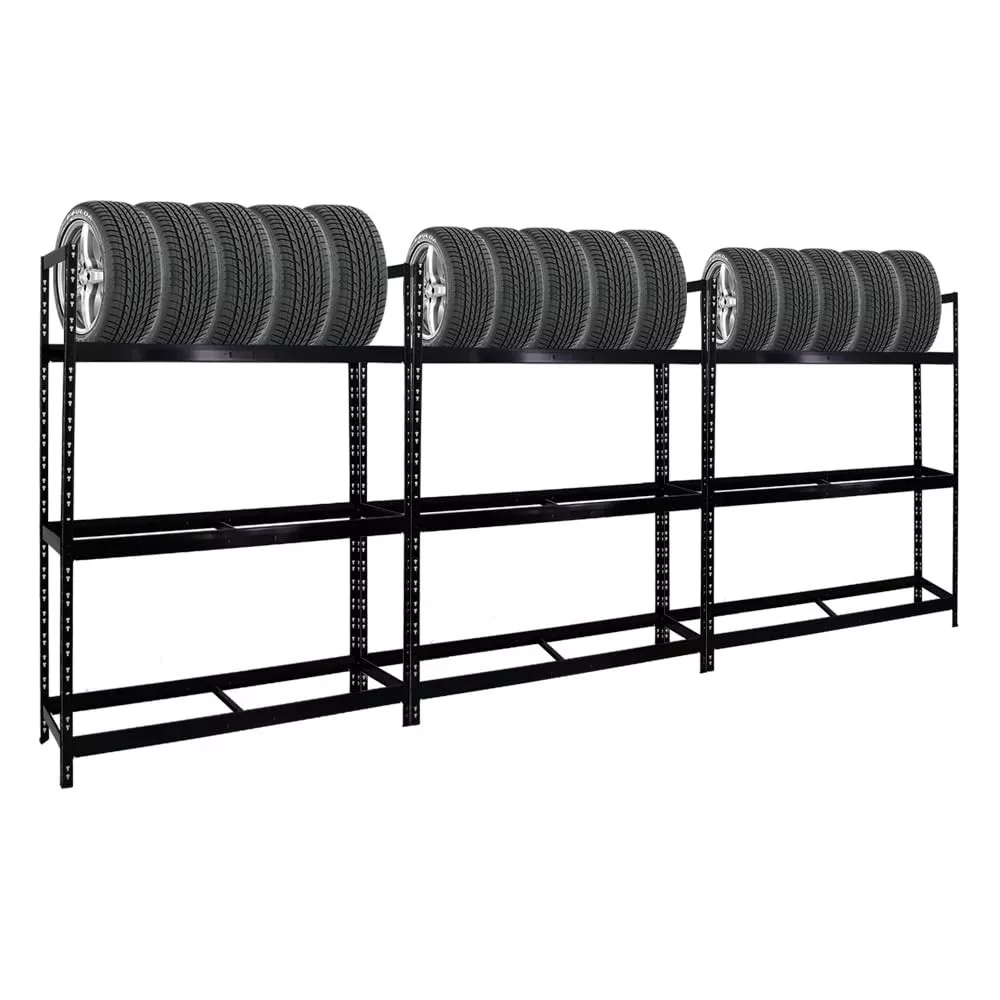 REIFENREGAL Tiger XL 3er-Set mit 3x 200x150x45 cm 300 kg Fachlast bis zu 54 Reifen Schwarz