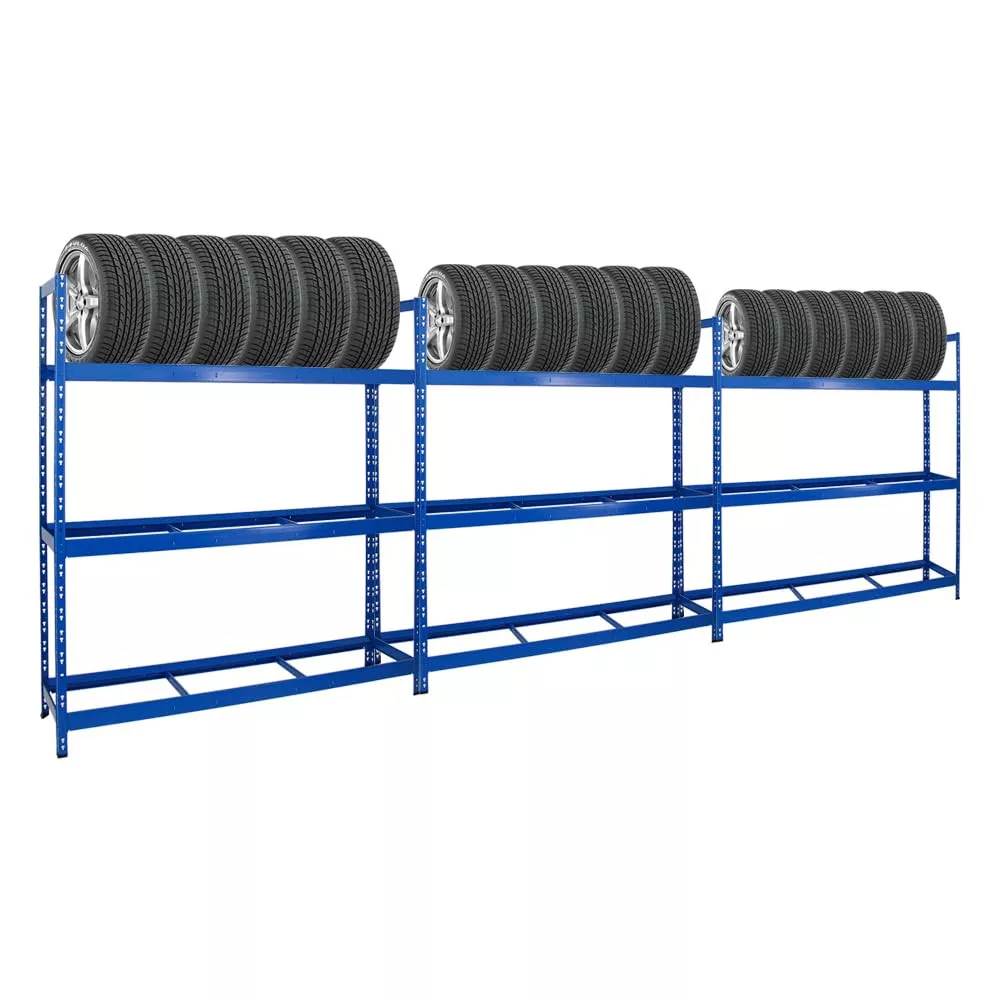 REIFENREGAL Tiger XL 3er-Set mit 3x 200x180x45 cm 300 kg Fachlast bis zu 63 Reifen Blau
