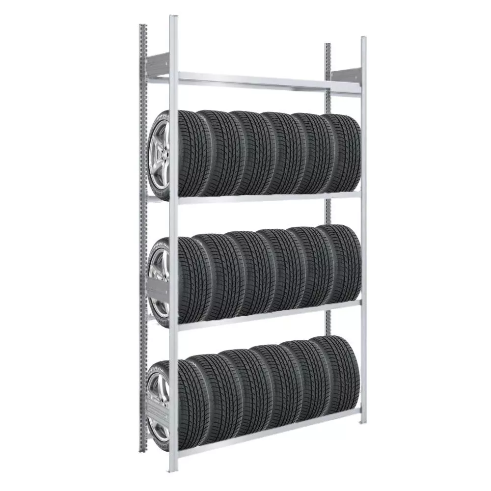 REIFENREGAL TIRE PRO 250x130x43cm 4 Ebenen 150kg Fachlast Bis zu 6 Reifen pro Ebene Verzinkt