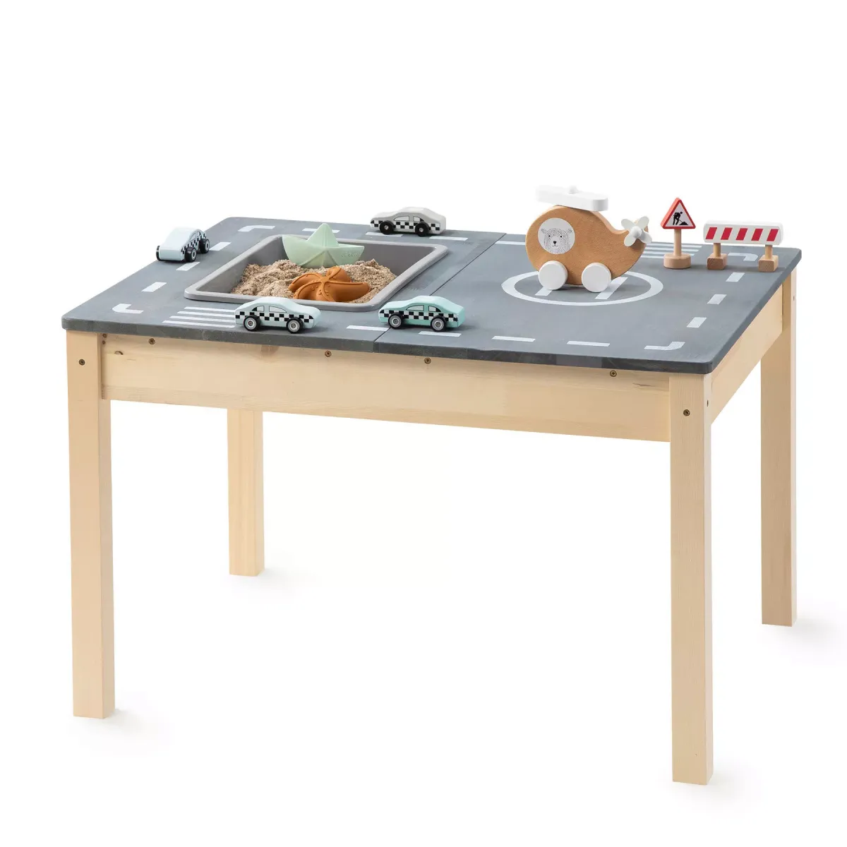 SAND & WASSERTISCH RACE RUNNER Holz Graphitfarben, Naturfarben