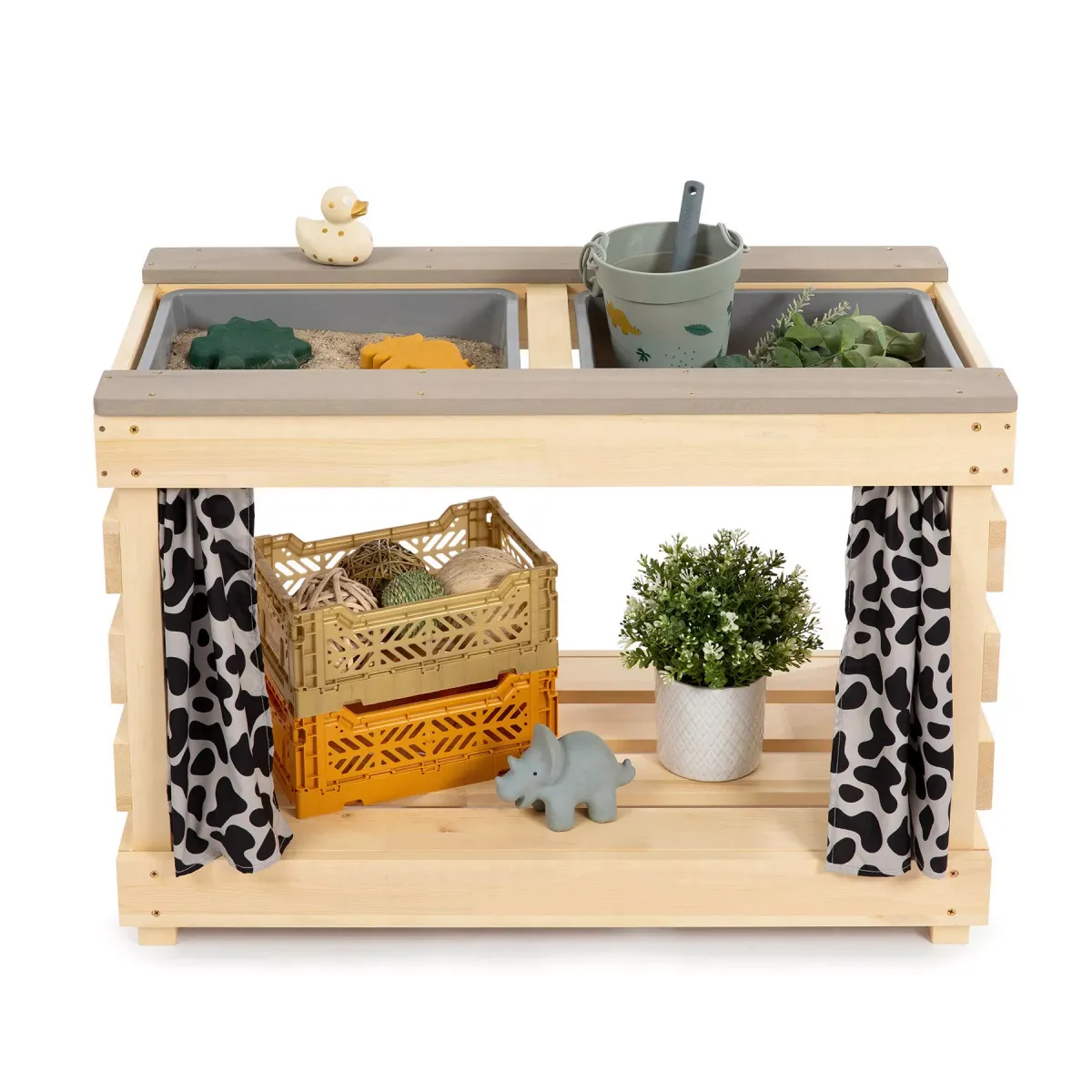 SAND- UND WASSERTISCH Holz Grau, Birkefarben