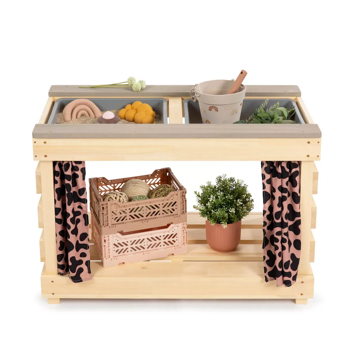 SAND- UND WASSERTISCH Holz Rosa, Birkefarben