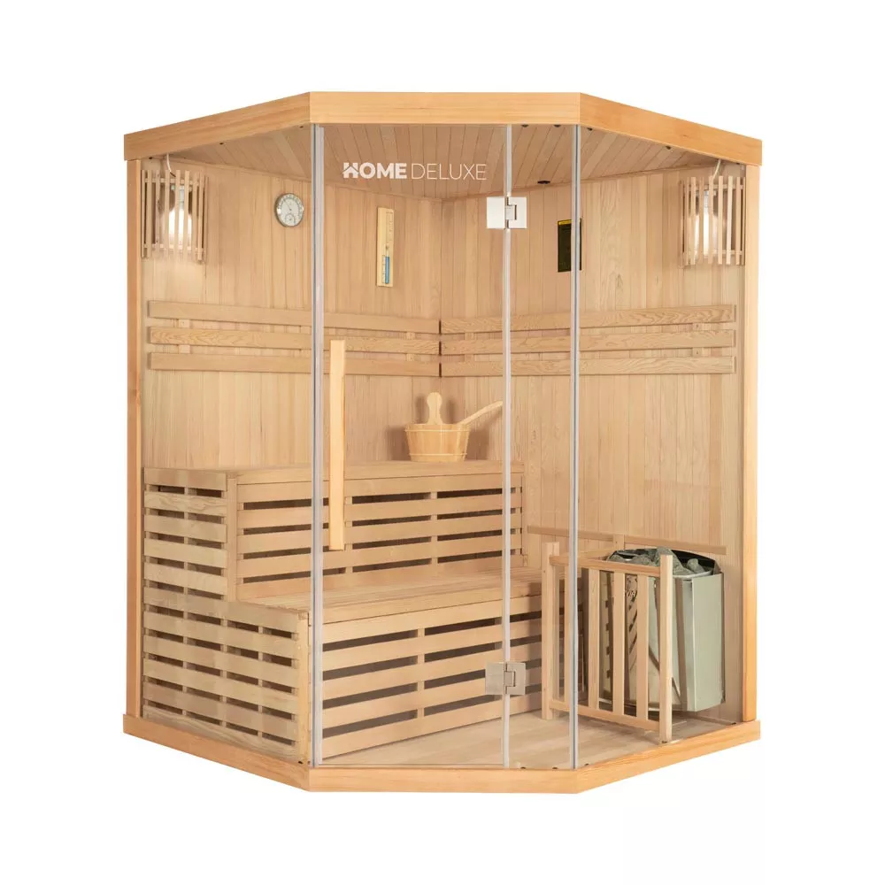 SAUNA SKYLINE XL - Ausstattung: Mit Holzwand, Größe: 150 x 150 x 150 x 200 cm