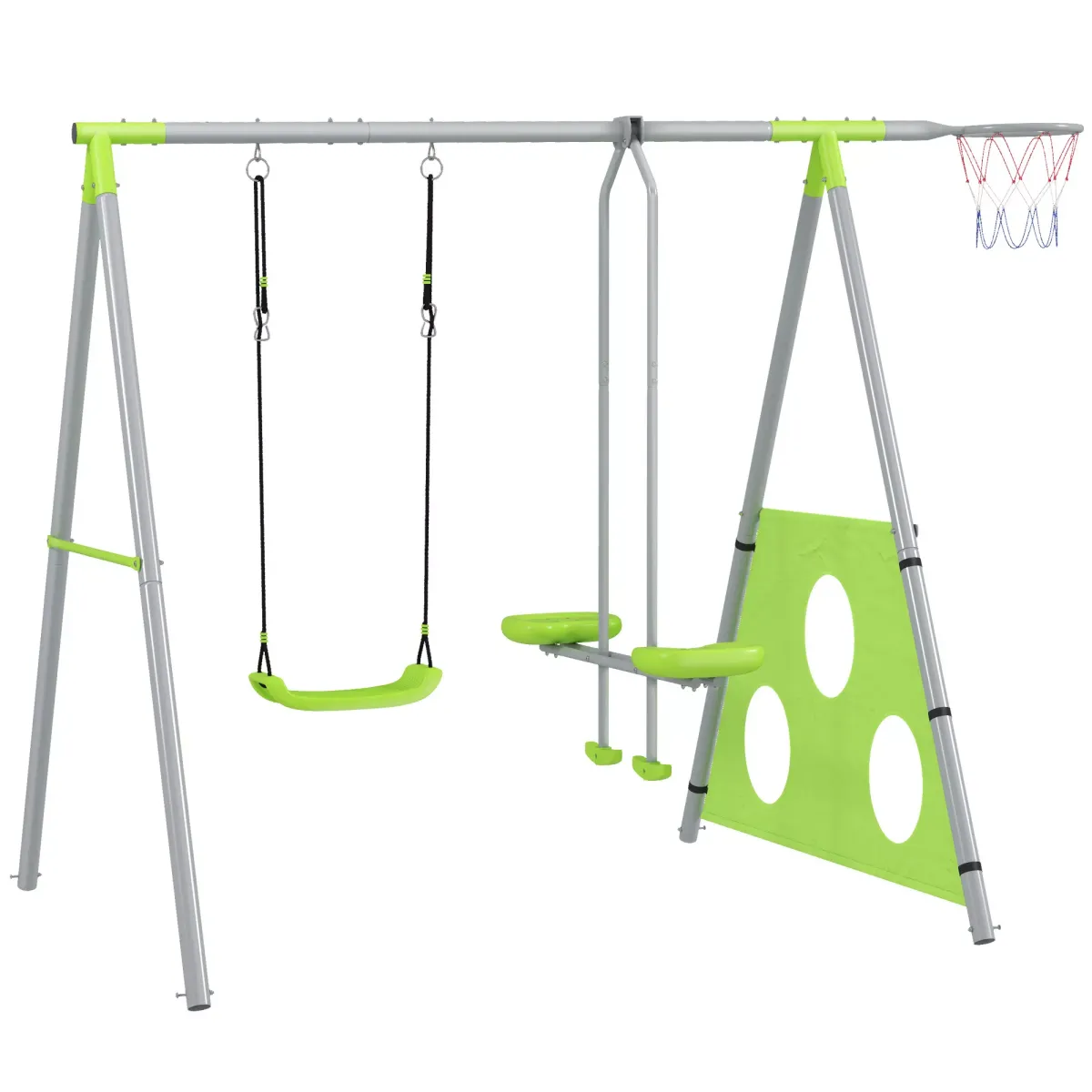 SCHAUKELGESTELL, 4 in 1 Outdoor Schaukelgerüst mit Schaukel, Metallgestell