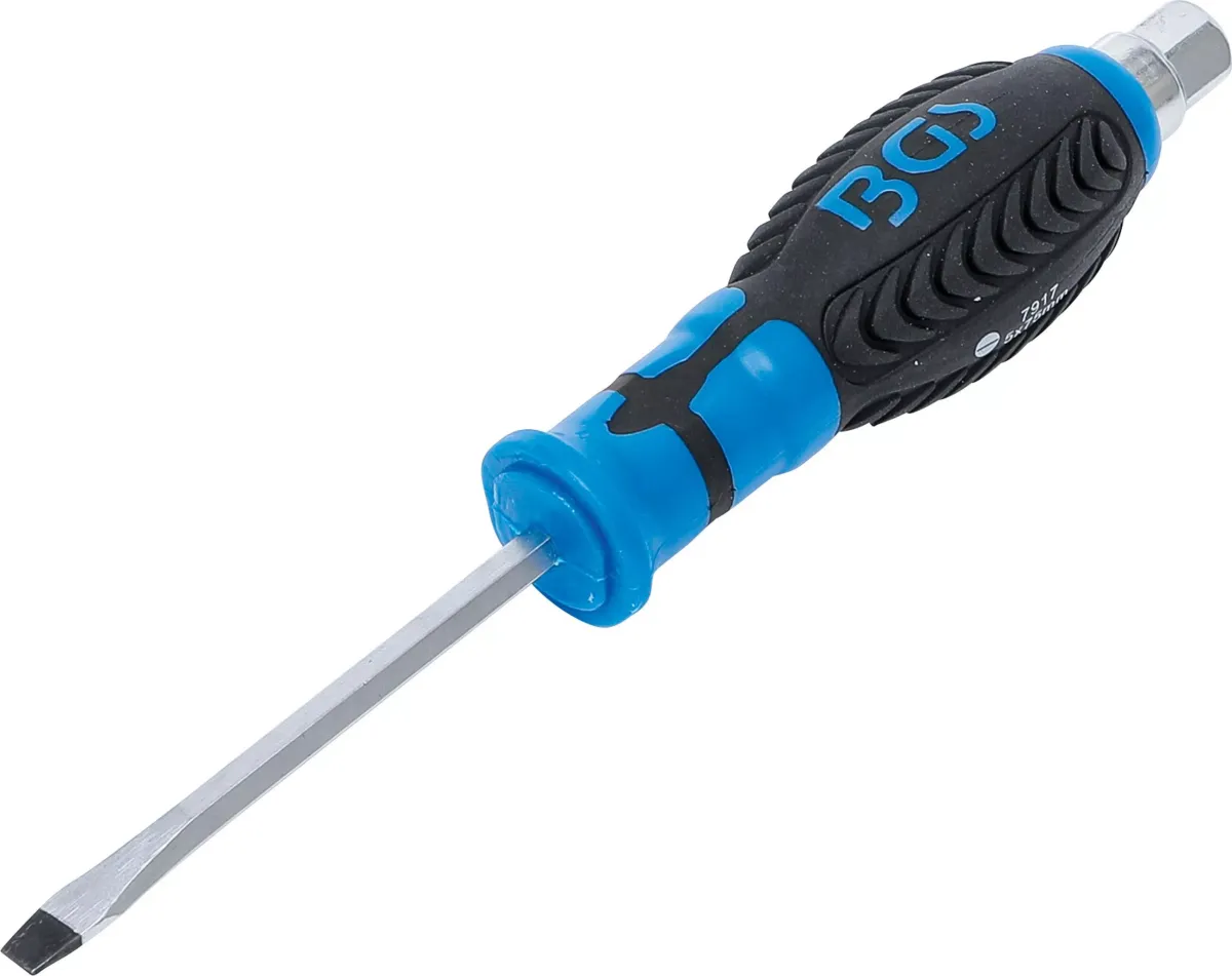 SCHRAUBENDREHER | MIT AUSSENSECHSKANT | SCHLITZ 5 MM | KLINGENLÄNGE 75