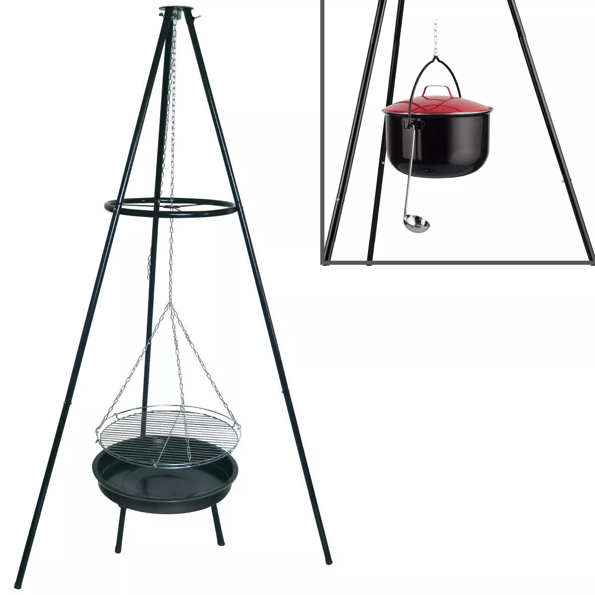 SCHWENKGRILL MIT ZUBEHÖR Rot, Schwarz