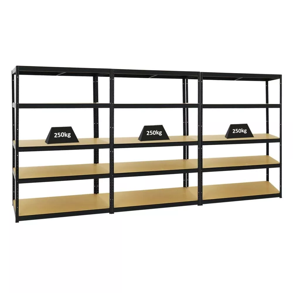 SCHWERLASTREGAL Big Elephant M 3er-Set mit 3x 180x120x60 cm Fachlast 250 kg Schwarz