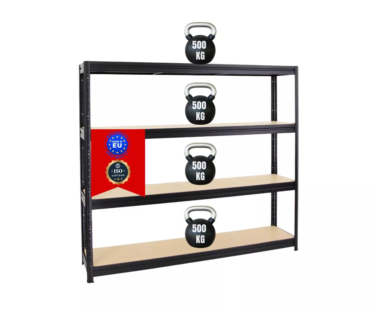 SCHWERLASTREGAL Dino 180x200x45 cm Fachlast 500 kg Schwarz