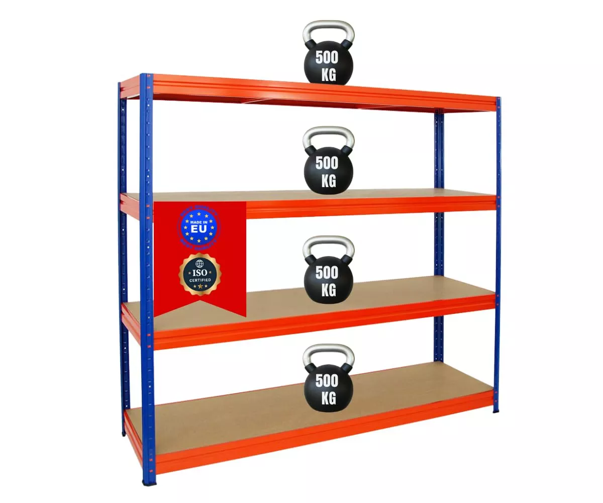 SCHWERLASTREGAL Dino 180x200x60 cm Fachlast 500 kg Blau/Orange