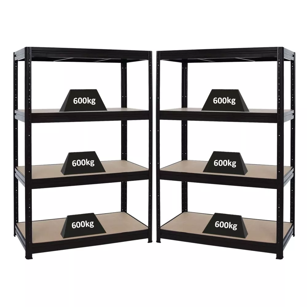 SCHWERLASTREGAL Dino 2er-Set mit 2x 180x120x60 cm Fachlast 600 kg Schwarz