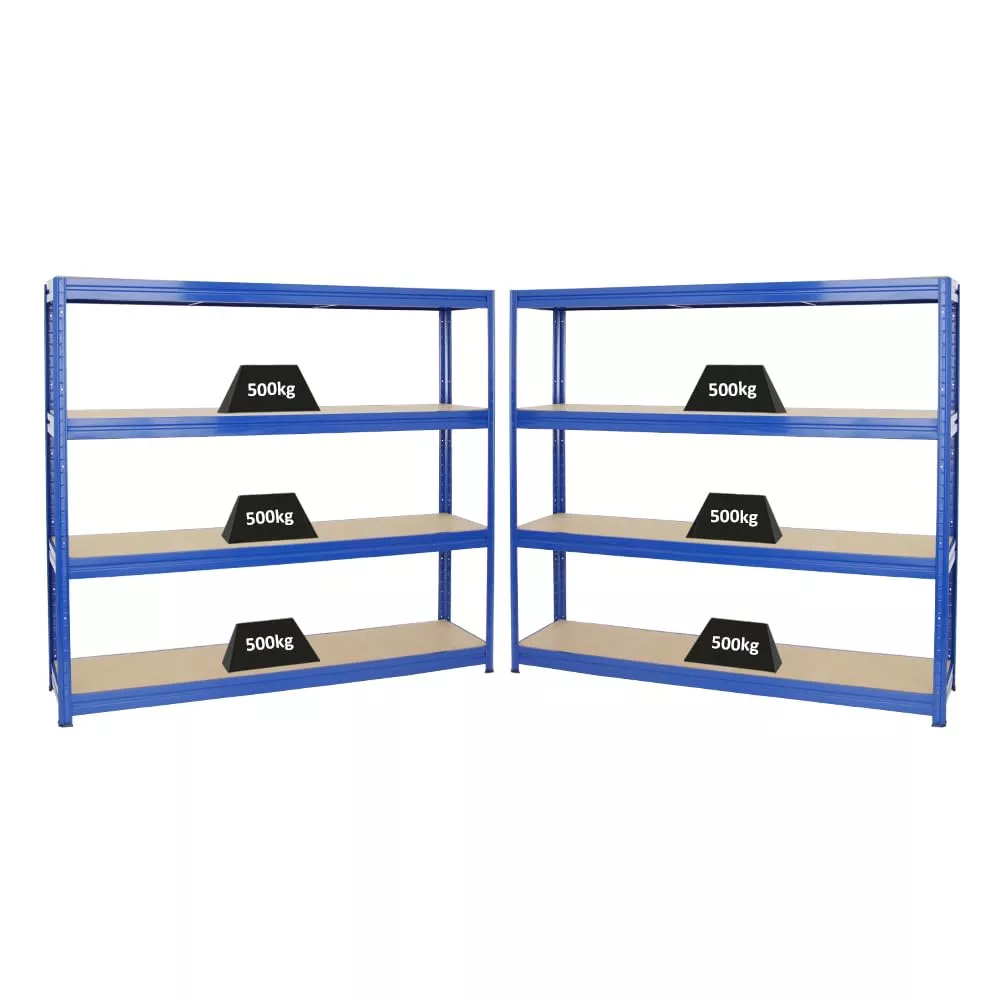 SCHWERLASTREGAL Dino 2er-Set mit 2x 180x200x45 cm Fachlast 500 kg Blau