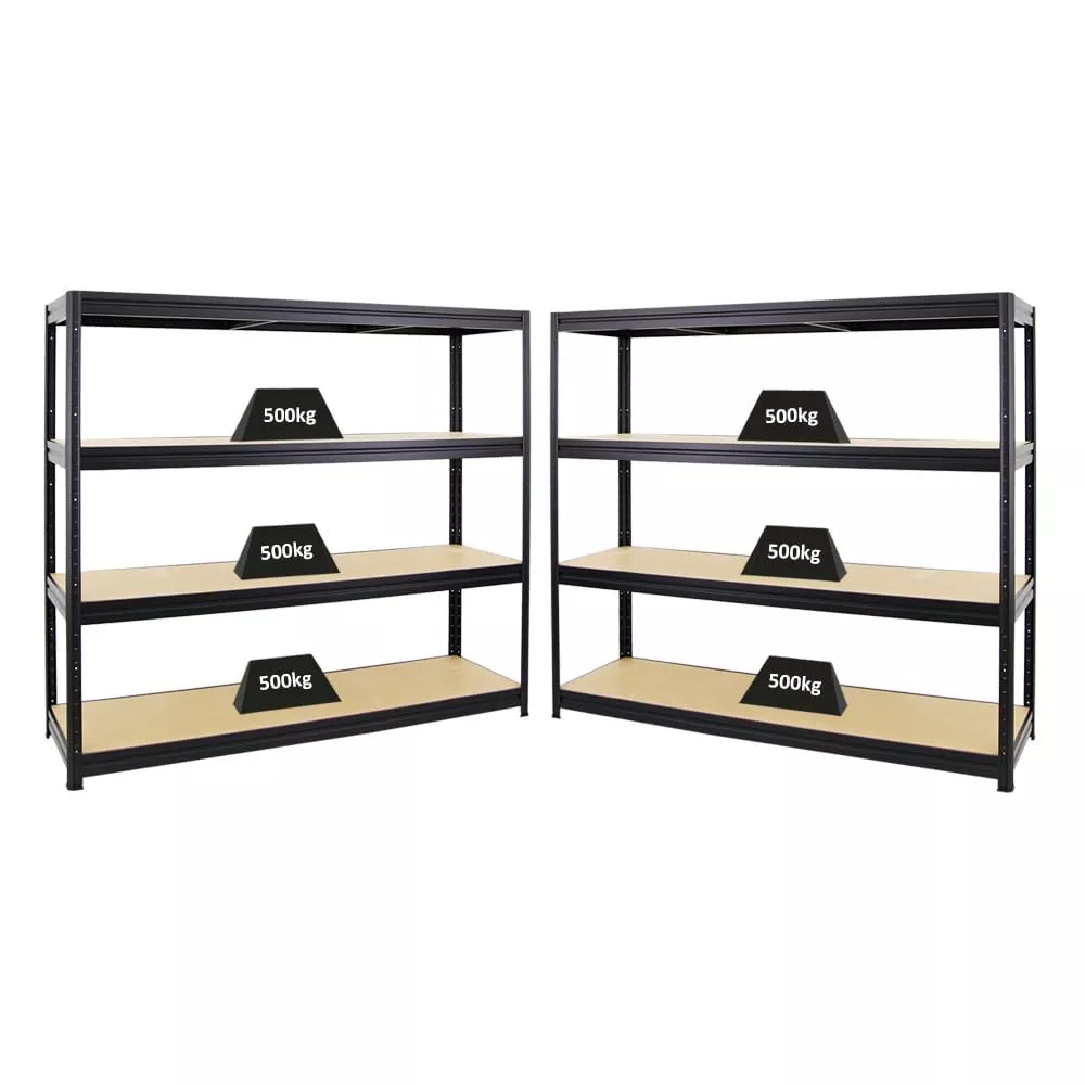 SCHWERLASTREGAL Dino 2er-Set mit 2x 180x200x60 cm Fachlast 500 kg Schwarz
