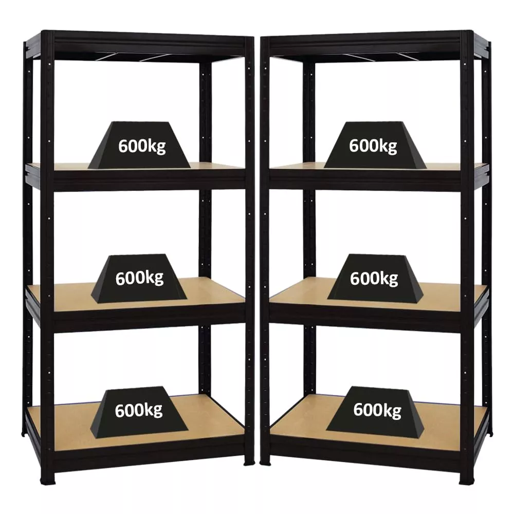 SCHWERLASTREGAL Dino 2er-Set mit 2x 180x90x60 cm Fachlast 600 kg Schwarz