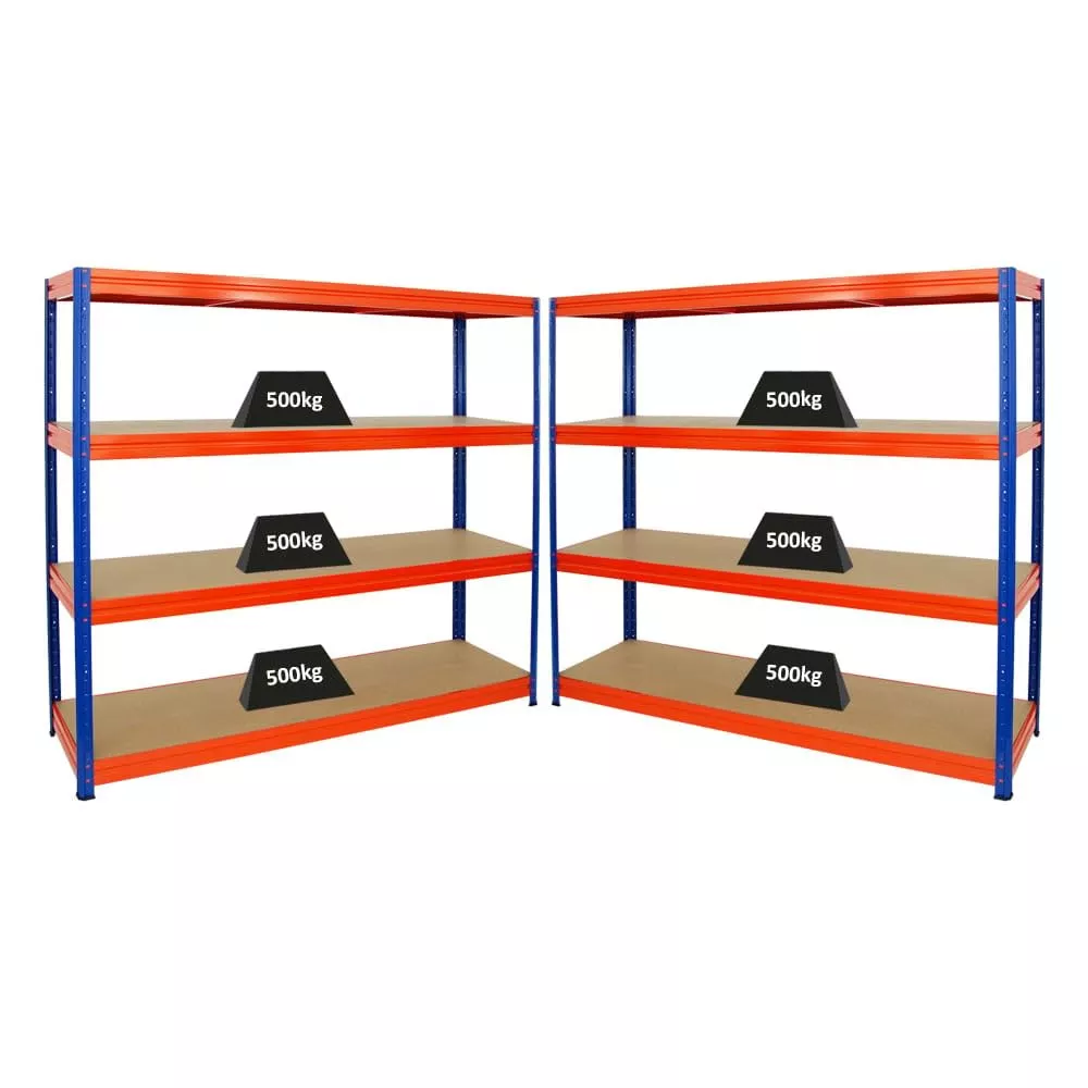 SCHWERLASTREGAL Dino 3er-Set mit 3x 180x200x60 cm Fachlast 500 kg Blau/Orange