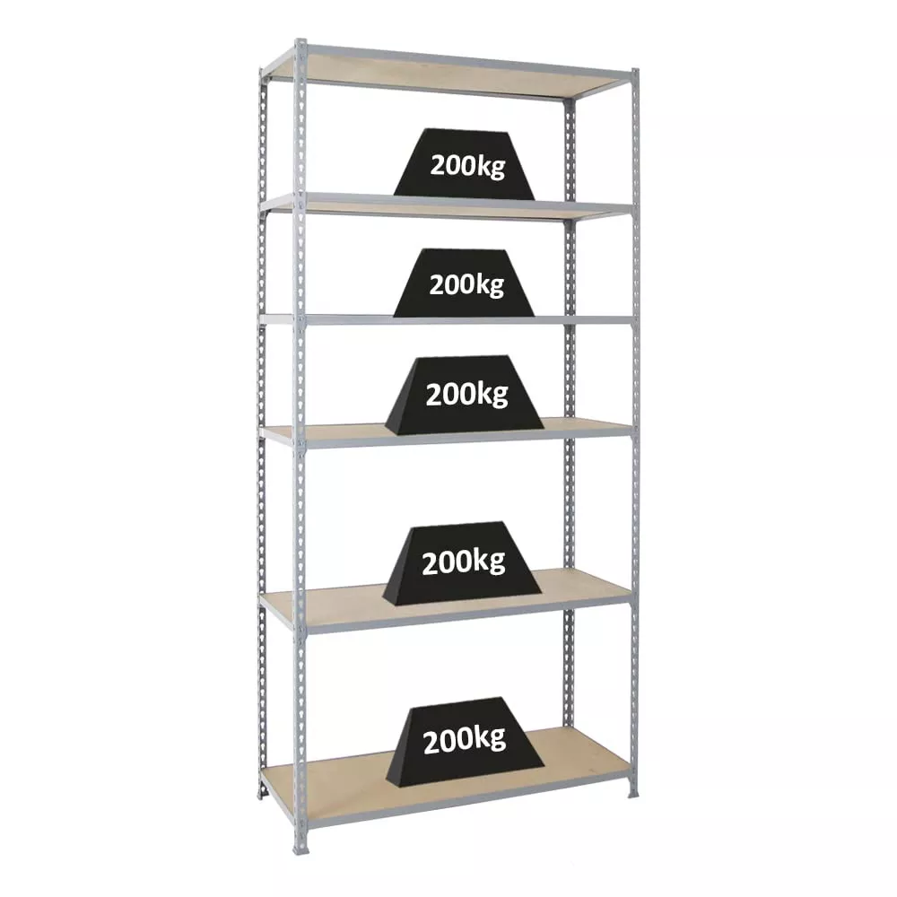 SCHWERLASTREGAL Giant Muli 250x110x40 cm 6 Fachböden Fachlast 200 kg Grau