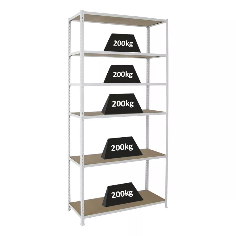 SCHWERLASTREGAL Giant Muli 250x110x40 cm 6 Fachböden Fachlast 200 kg Weiß