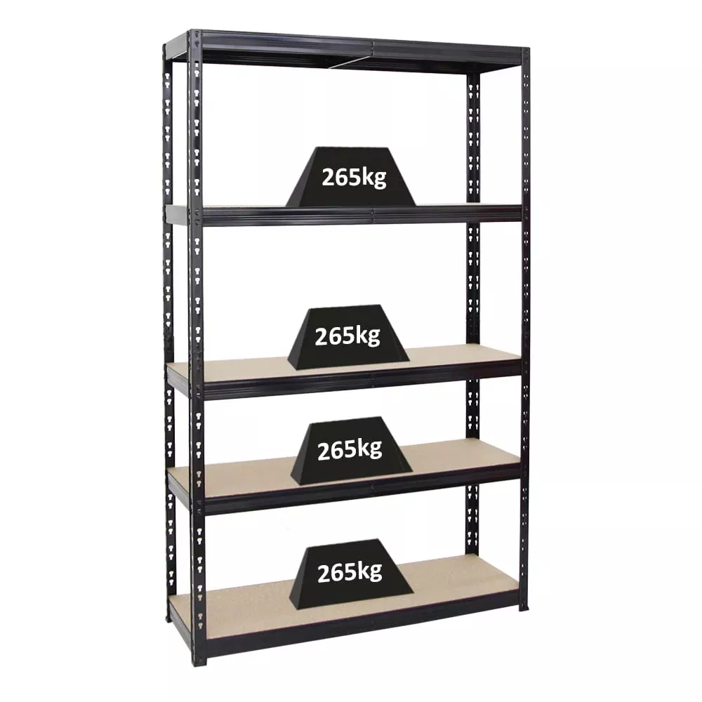 SCHWERLASTREGAL Giant Tiger 200x120x40 cm Fachlast 265 kg 5-Ebenen Schwarz