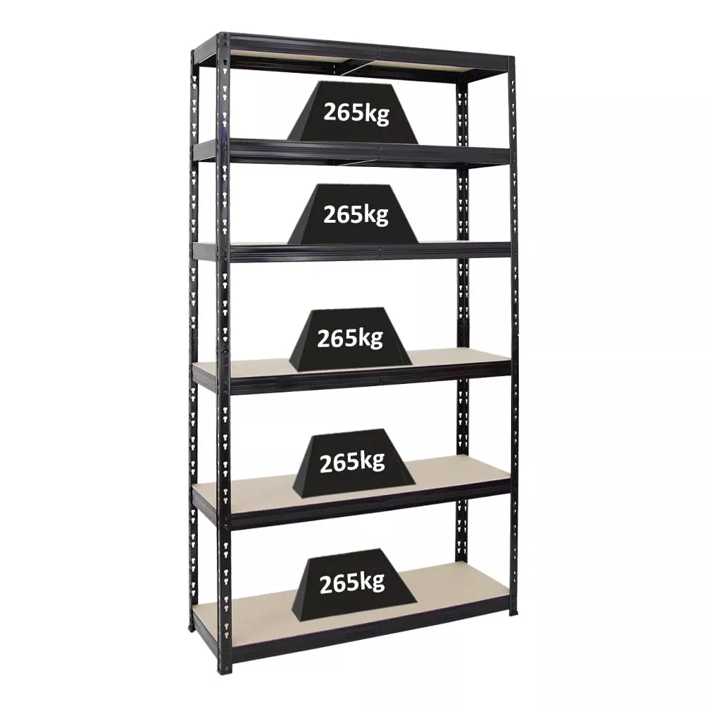 SCHWERLASTREGAL Giant Tiger XL 220x120x40 cm Fachlast 265 kg 6-Ebenen Schwarz