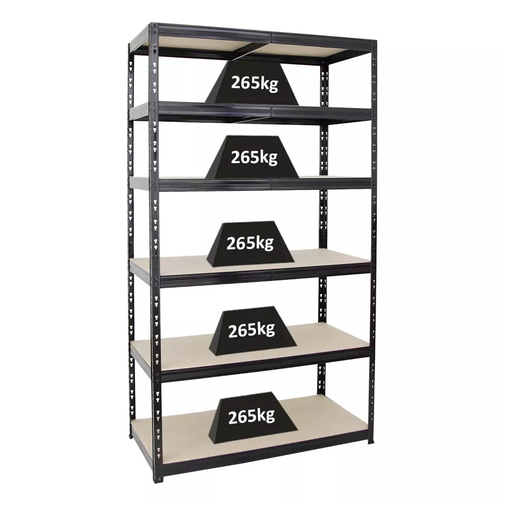 SCHWERLASTREGAL Giant Tiger XL 220x120x60 cm Fachlast 265 kg 6-Ebenen Schwarz