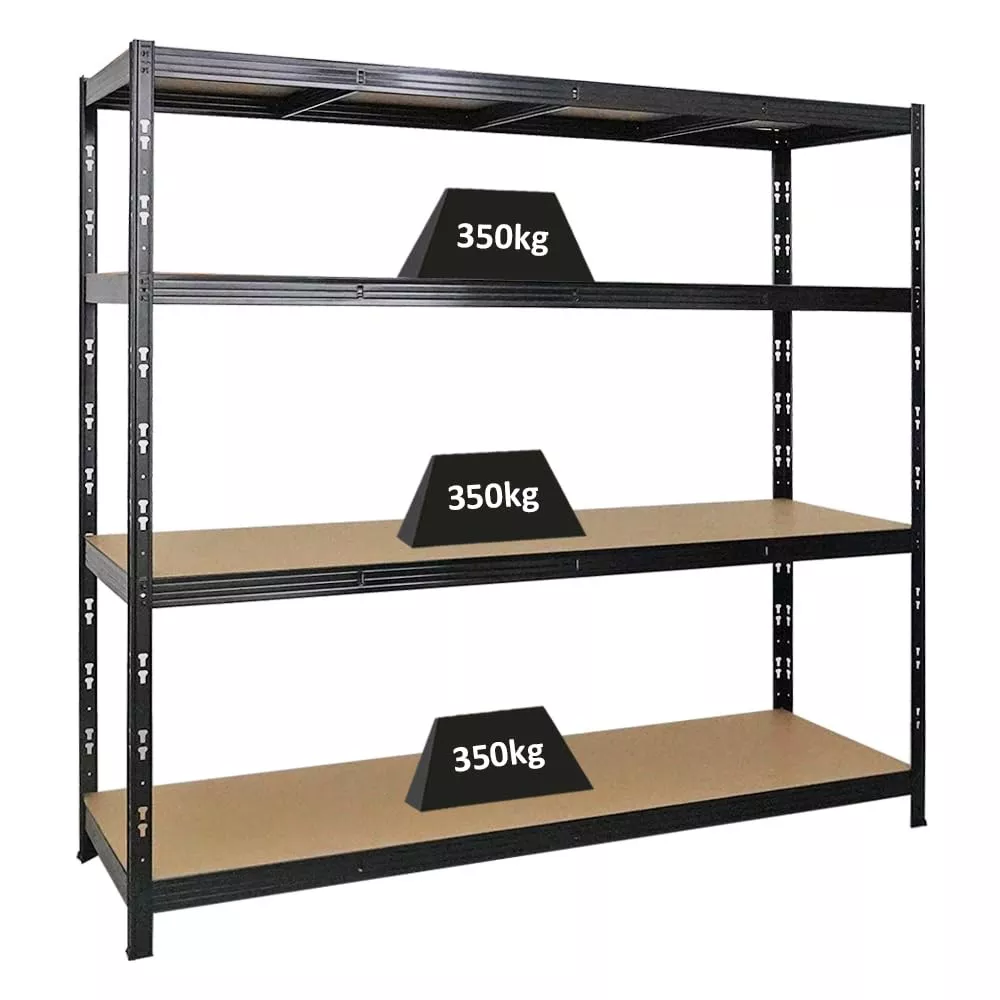 SCHWERLASTREGAL Goliath 180x200x60 cm Fachlast 350 kg 4 Ebenen Schwarz