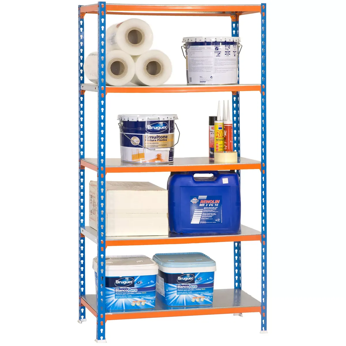 SCHWERLASTREGAL Metal Shark 180x90x40 cm Fachlast 180 kg Blau-Orange