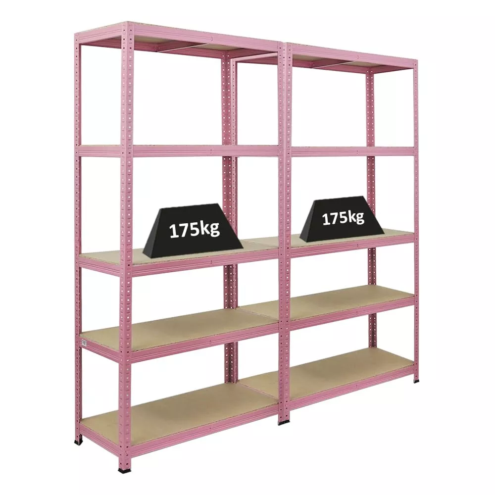 SCHWERLASTREGAL Pink Lady 2er-Set mit 2x 180x90x40cm Fachlast 175 kg 5 Ebenen Pink