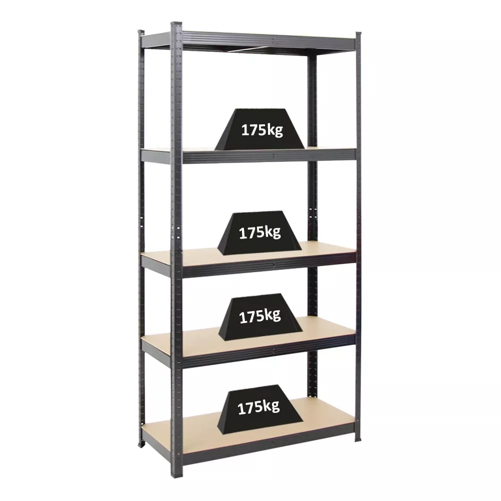 SCHWERLASTREGAL Ragnar 180x90x40 cm Fachlast 175 kg Schwarz