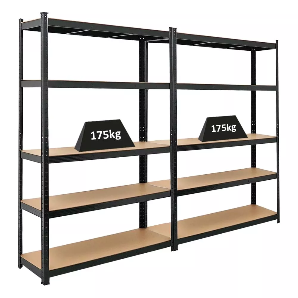 SCHWERLASTREGAL Ragnar 2er-Set mit 2x 180x120x40 cm Fachlast 175 kg Schwarz