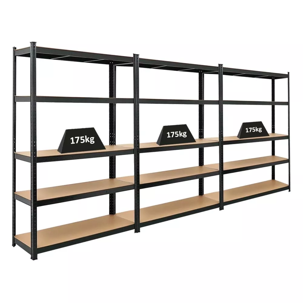 SCHWERLASTREGAL Ragnar 3er-Set mit 3x 180x120x40 cm Fachlast 175 kg Schwarz