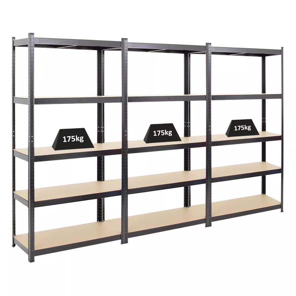 SCHWERLASTREGAL Ragnar 3er-Set mit 3x 180x90x40 cm Fachlast 175 kg Schwarz