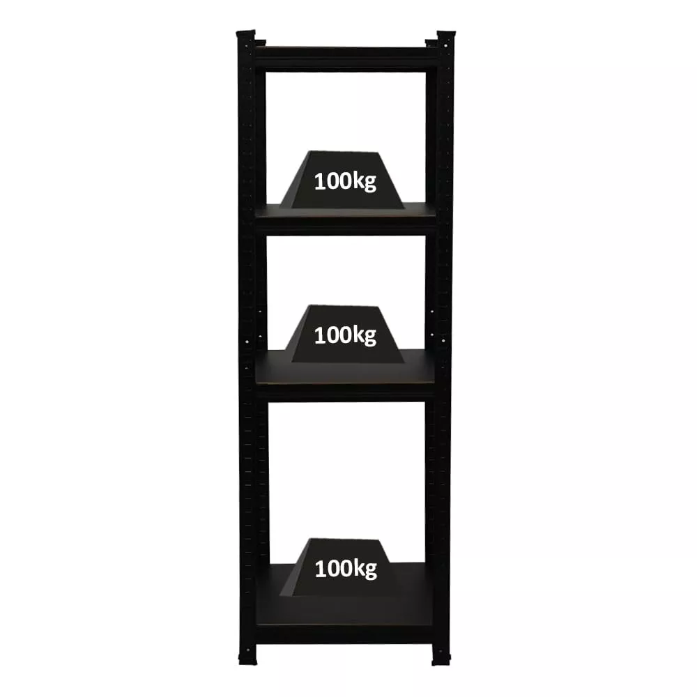 SCHWERLASTREGAL Ragnar All Black Series 150x45x45 cm Fachlast 100 kg Matt Schwarz