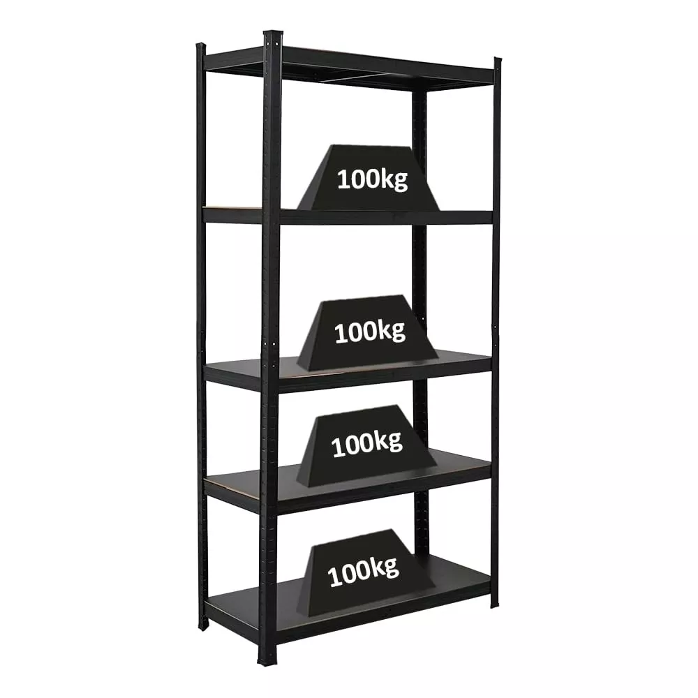 SCHWERLASTREGAL Ragnar All Black Series 180x90x40 cm Fachlast 100 kg Matt Schwarz