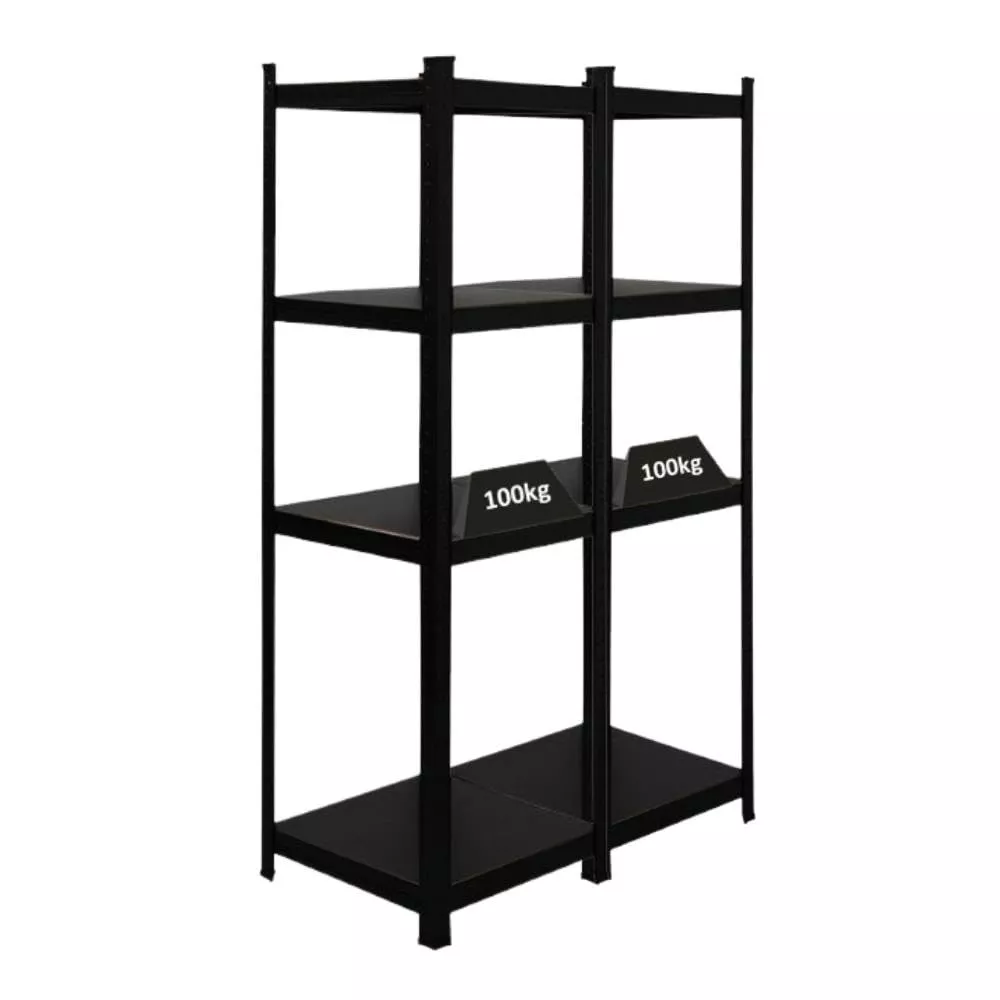 SCHWERLASTREGAL Ragnar All Black Series 2er-Set mit 2x 150x45x45 cm Fachlast 100 kg Matt Schwarz