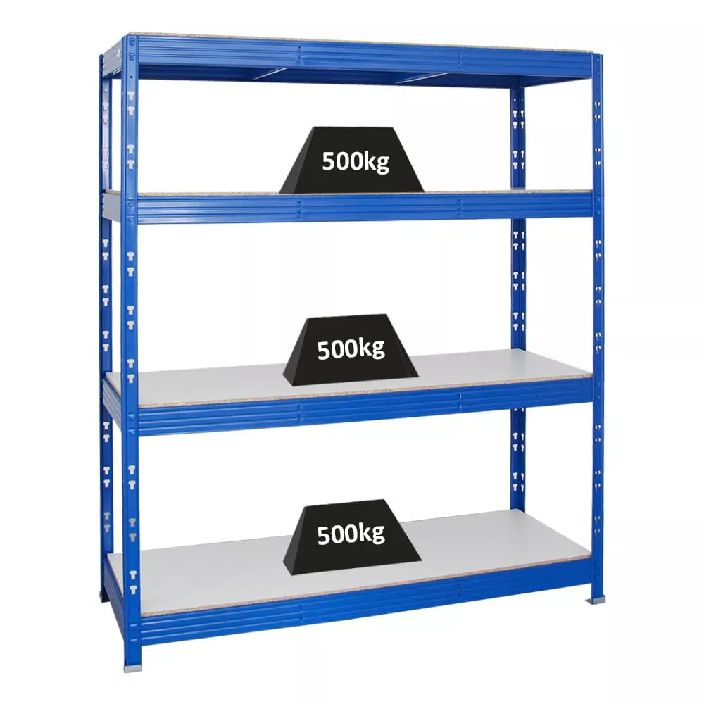 SCHWERLASTREGAL Rhino 180x160x60 cm 4 Melamin-Ebenen 16mm Fachlast 500 kg Blau