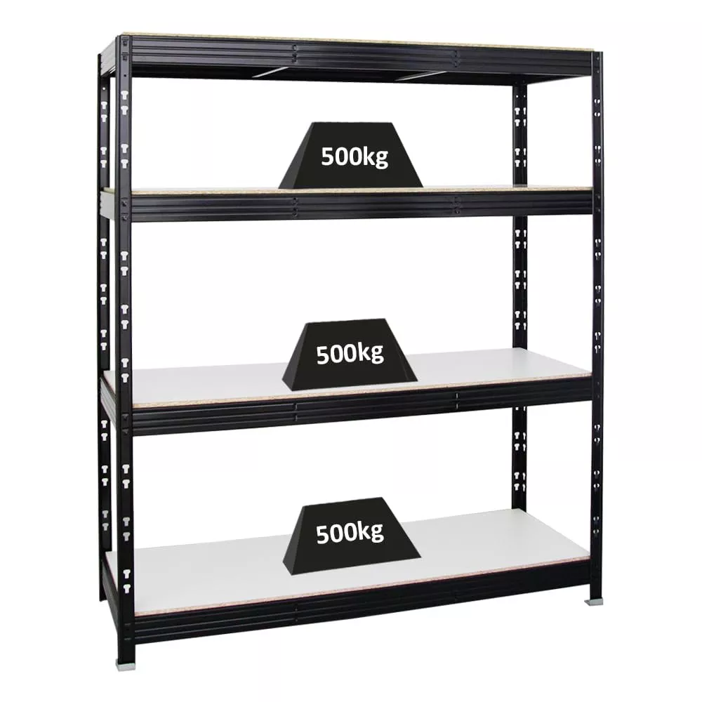 SCHWERLASTREGAL Rhino 180x160x60 cm 4 Melamin-Ebenen 16mm Fachlast 500 kg Schwarz