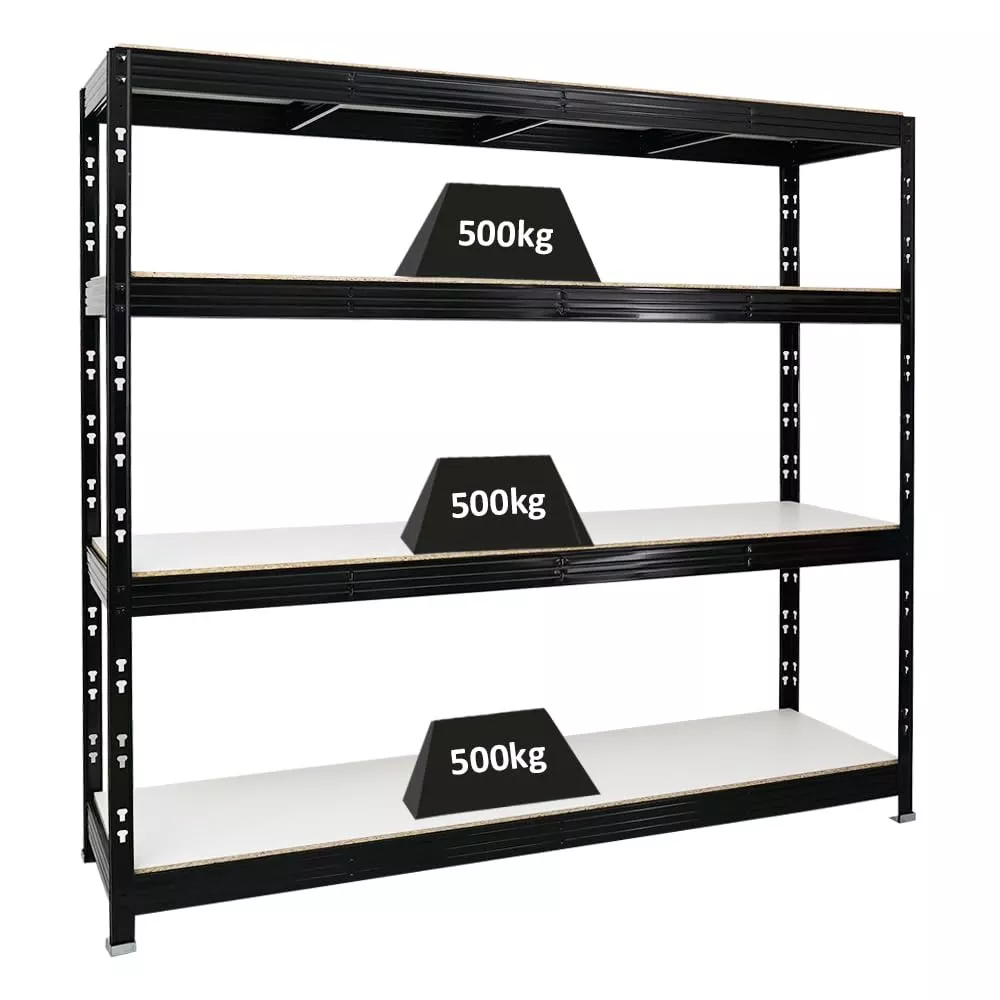 SCHWERLASTREGAL Rhino 180x200x60 cm 4 Melamin-Ebenen 16mm Fachlast 500 kg Schwarz