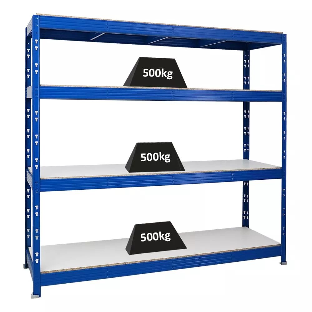 SCHWERLASTREGAL Rhino 180x200x60 cm 4 Melamin-Ebenen 16mm Fachlast 500 kg Blau