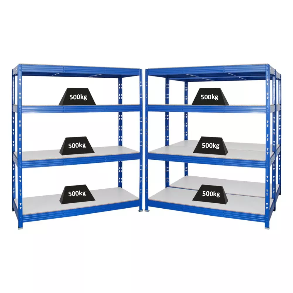 SCHWERLASTREGAL Rhino 3er-Set mit 3x 180x160x60 cm 4 Melamin-Ebenen 16mm Fachlast 500 kg Blau