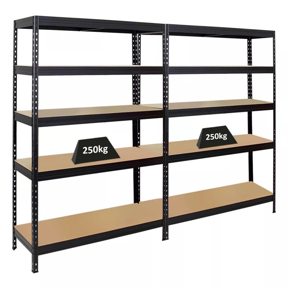 SCHWERLASTREGAL Rivet 2er-Set mit 2x 180x120x45 cm Fachlast 250 kg Schwarz