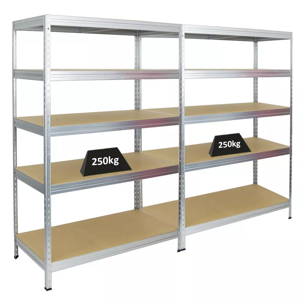 SCHWERLASTREGAL Rivet 2er-Set mit 2x 180x120x60 cm Fachlast 250 kg Verzinkt